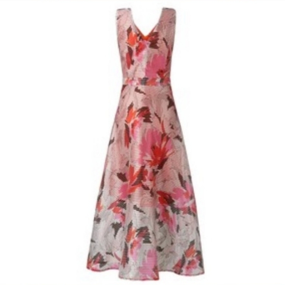 L. K. Bennett Prula graphic floral midi dress, pink pastels and peach, size 6 - Picture 6 of 10